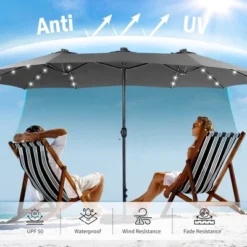 Captiva Designs 15' X 9' Rectangular Outdoor Patio Market Umbrella With Extra Large Base And Sand Bags -Furniture GUEST fa716de1 619b 4853 b488 ba0155914b32