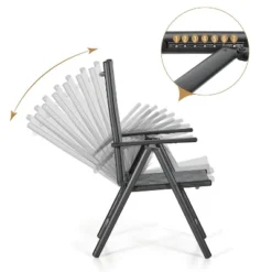 7pc Outdoor Dining Set With 7 Position Adjustable Chairs & Metal Frame Table With Umbrella Hole - Captiva Designs -Furniture GUEST fab1e300 3e03 47b8 9cd9 b045cd1c709c