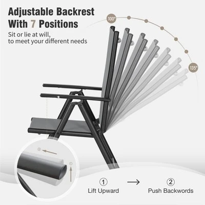 Captiva Designs 5pc Patio Dining Set Steel Frame Table With Umbrella Hole & Textilene Reclining Foldable Chairs 7 Captiva Designs 5pc Patio Dining Set Steel Frame Table With Umbrella Hole & Textilene Reclining Foldable Chairs - Image 5