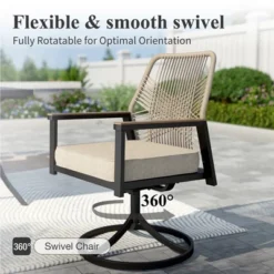 Captiva Designs 9pc Outdoor Patio Rectangle Black Metal Table & Beige Rattan Cushioned Chairs -Furniture GUEST fabb674a 0f50 4084 a85a 80a55b55b037