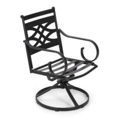 7pc Outdoor Dining Set With Svivel Chairs With Cushions & Large Metal Rectangle Table With Umbrella Hole - Captiva Designs -Furniture GUEST fb022cfb 22c8 4fd0 a5b2 852056f59ce4