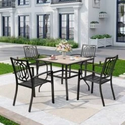 5pc Patio Table & Metal Chairs With Square Design - Captiva Designs -Furniture GUEST fb0306dc ca29 4e19 88e7 e054bebaa140
