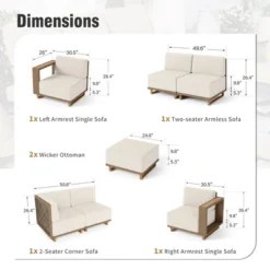 Captiva Designs Outdoor Patio Modular Furniture Sectional Wicker Sofa Set With 9.8 Inch Thick Cushions -Furniture GUEST fb2a03b9 19e6 4cf2 ac51 bb545d93d749