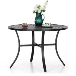 5pc Patio Dining Set With Rattan Arm Chairs & Round Steel Table - Captiva Designs -Furniture GUEST fb848bde 3462 4de6 9370 144bc6211658