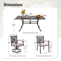 Captiva Designs 7PC Cast Aluminum Patio Dining Set With Rectangle Table & Flower Back Chairs -Furniture GUEST fba42f1e 6336 4e51 91f0 9c67ef4f66a1