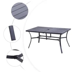 7pc Patio Dining Set With Rectangle Table With 2.6" Umbrella Hole & 360 Swivel Cushioned Arm Chairs - Captiva Designs -Furniture GUEST fbc97cc1 7c03 4597 af25 b6a06c1927ec