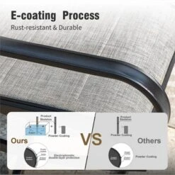 Captiva Designs 3pc Outdoor Patio Square Dining Steel Table & Grayish Brown Textilene Sling Swivel Chairs -Furniture GUEST fbd24179 d432 494b ab98 c4354218fb3d