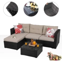 Captiva Designs 3pc Wicker Rattan Outdoor Furniture Set -Furniture GUEST fbd9b72d 9594 4991 a892 771f5545bdcb