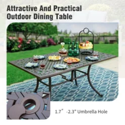 Captiva Designs 7PC Cast Aluminum Patio Dining Set With Rectangle Table & Flower Back Chairs -Furniture GUEST fbf09165 a7b9 44e8 a467 4f1fc782802f