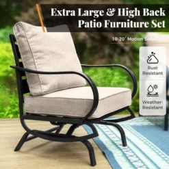 Captiva Designs 5 PCS Metal Patio Furniture Conversation Set With Rocking Armchairs For Garden Porch Backyard -Furniture GUEST fc671062 efec 459e bd25 147adc26f78e 3