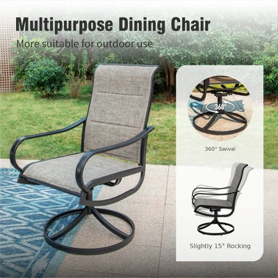 Captiva Designs 7pc Outdoor Patio Rectangle Metal Dining Table & Grayish Brown Textilene Swivel Chairs 8 Captiva Designs 7pc Outdoor Patio Rectangle Metal Dining Table & Grayish Brown Textilene Swivel Chairs - Image 6