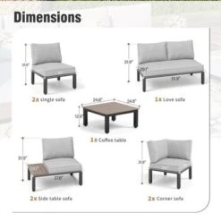 Captiva Designs Outdoor Off-white Conversation Set With Sectional Sofa & Coffee Table & Removable Cushion -Furniture GUEST fcc18837 159d 4fb8 9122 71995e50a0a4