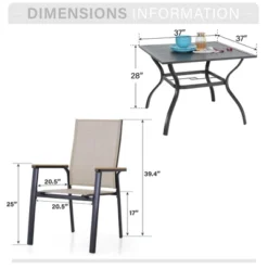 Captiva Designs 5pc Patio Steel Dining Table & Textilene Chairs With Wood-like Armrests -Furniture GUEST fcc82bbd 2c88 49e1 b73f 39458a69b3b4