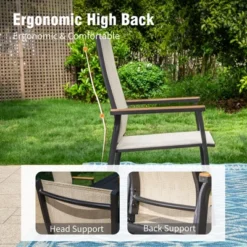 Captiva Designs 5pc Patio Steel Dining Table & Textilene Chairs With Wood-like Armrests -Furniture GUEST fd43ab72 11e0 405a 8c11 5e166ebf6c51 4