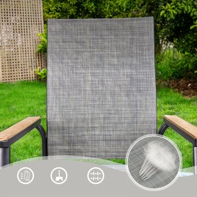 Captiva Designs 7pc Patio Slat-top Adjustable Rectangular Table & Gray Textilene Aluminum Chairs 11 Captiva Designs 7pc Patio Slat-top Adjustable Rectangular Table & Gray Textilene Aluminum Chairs - Image 9