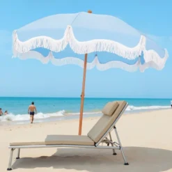 Captiva Designs 7ft Portable Patio Umbrella With Fringe - Stylish Outdoor Shade With UPF 50+ Protection (No Base) -Furniture GUEST fe30a7b1 c866 4f5c 9ee8 b0f39133a745