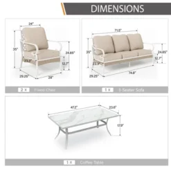 Captiva Designs 4pc Extra Large Metal And Rattan Outdoor Patio Conversation Set With Grid-back Armchairs And Table -Furniture GUEST fe66bf4a f633 478d b156 74fff3e64b1e