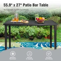 Captiva Designs 5pc Outdoor Patio Dining Steel Bar Table & High Bar Swivel Stools -Furniture GUEST fe73458a e7b8 49ba 9acb b26cd2d6c35e