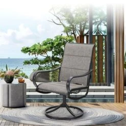 Captiva Designs 9pc Patio Dining Extendable Black Steel Rectangle Table & Textilene Swivel Chairs -Furniture GUEST fe98d308 fc1d 445c 9dfa 0abb98f8de19