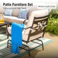 Captiva Designs 6pc Extra Large Metal Outdoor Patio Fire Pit Set With Rocking Pattern-back Chairs -Furniture GUEST fed90ce0 fa71 459e b021 f268d9387a1e 1