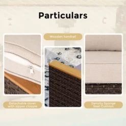 Captiva Designs 8pc Outdoor Wicker Rattan Patio Half-Moon Curved Sectional Sofa Set With Cushioned Ottoman -Furniture GUEST fef2f288 0003 41dc ae77 25eca1d1826b