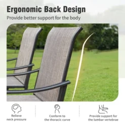 Captiva Designs 5pc Outdoor Dining Steel Table With Umbrella Hole & Brown Textilene Arm Chairs -Furniture GUEST ff225e2d d36f 4201 8fd0 001262b4c326