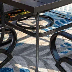 7pc Patio Dining Set With Rectangle Table With 2.6" Umbrella Hole & Metal Sling Arm Chairs - Captiva Designs -Furniture GUEST ffc5ae8a 14ab 419b 9f72 facbfc8760b0